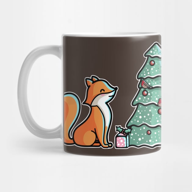 Cute Fox And Christmas Tree by freeves